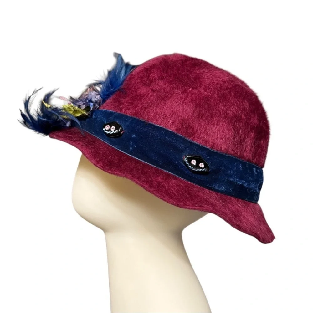Handcrafted Felted Hat by Lydia Ginaldo with Floral Accent